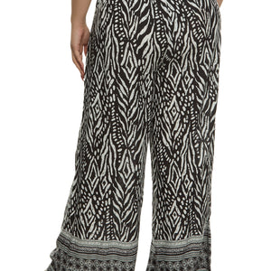 Plus Size Smocked Waist Printed Wide Leg Pants