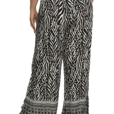 Plus Size Smocked Waist Printed Wide Leg Pants