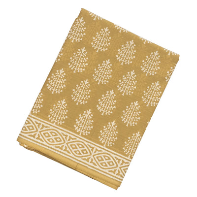 Beige Woven Jaipur Cotton Saree With Printed Floral Motifs