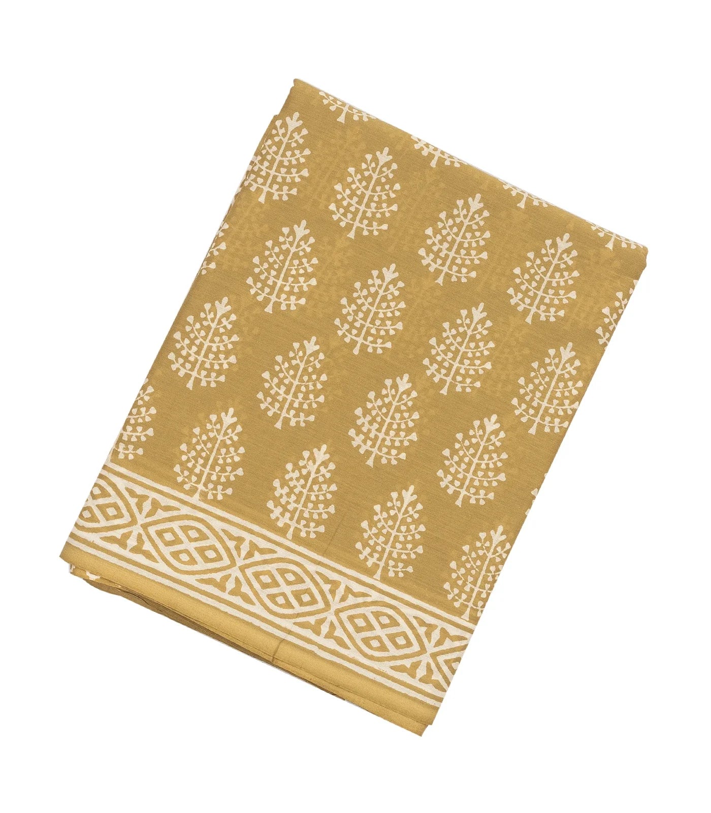 Beige Woven Jaipur Cotton Saree With Printed Floral Motifs