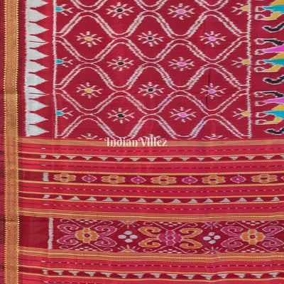 Maroon Odisha Handloom Khandua Silk Saree