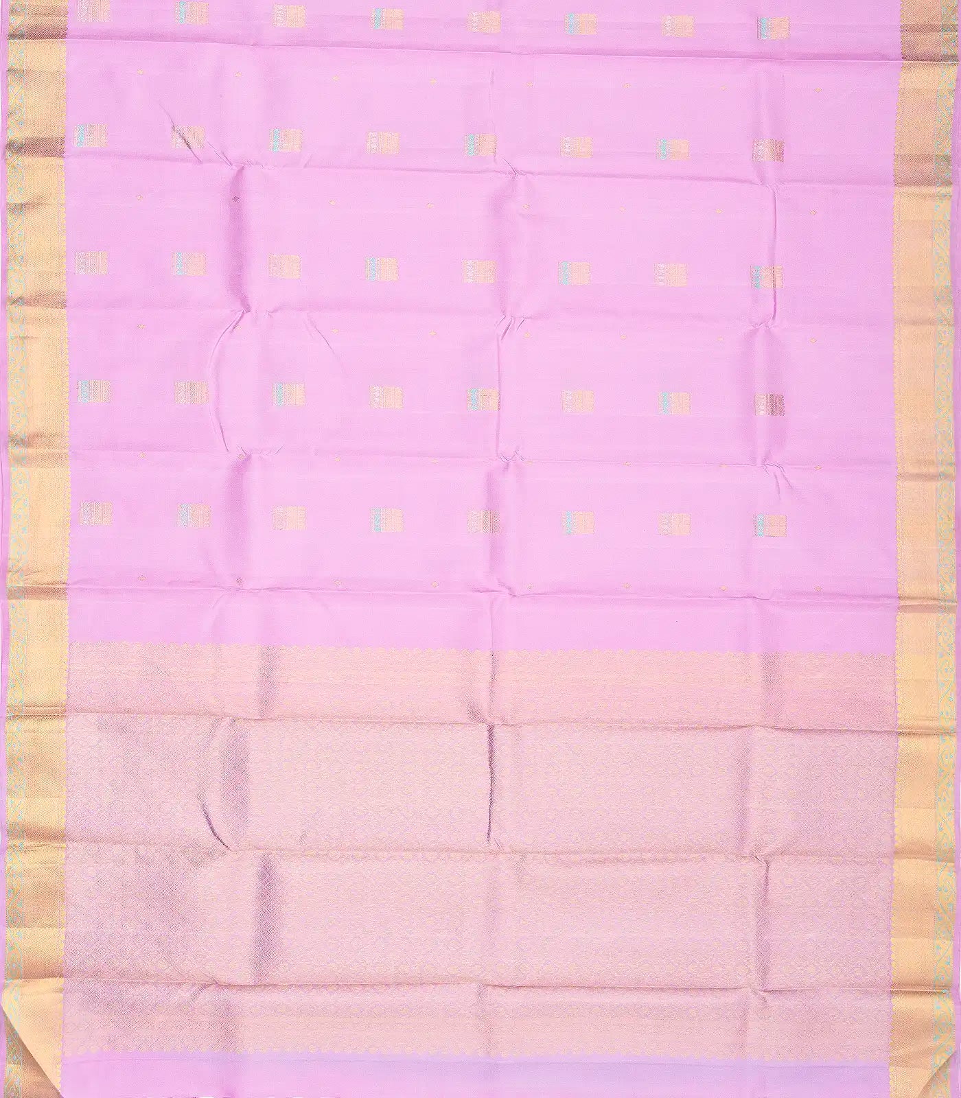 Lavender Handloom Kanchipuram Silk Saree With Meena Buttas