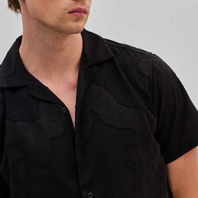 Black Textured Box Fit Shirt
