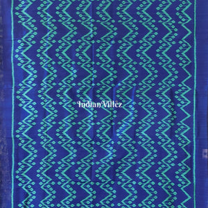 Blue Green Odisha Ikat Contemporary Silk Saree