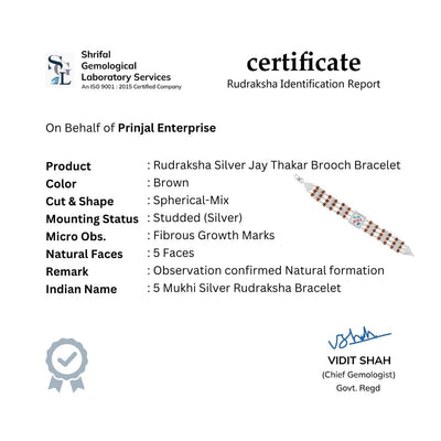 Rudraksha Silver Jay Thakar Brooch Bracelet