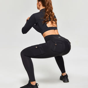 PowerMove Thermal Fleece Cargo Leggings - Black