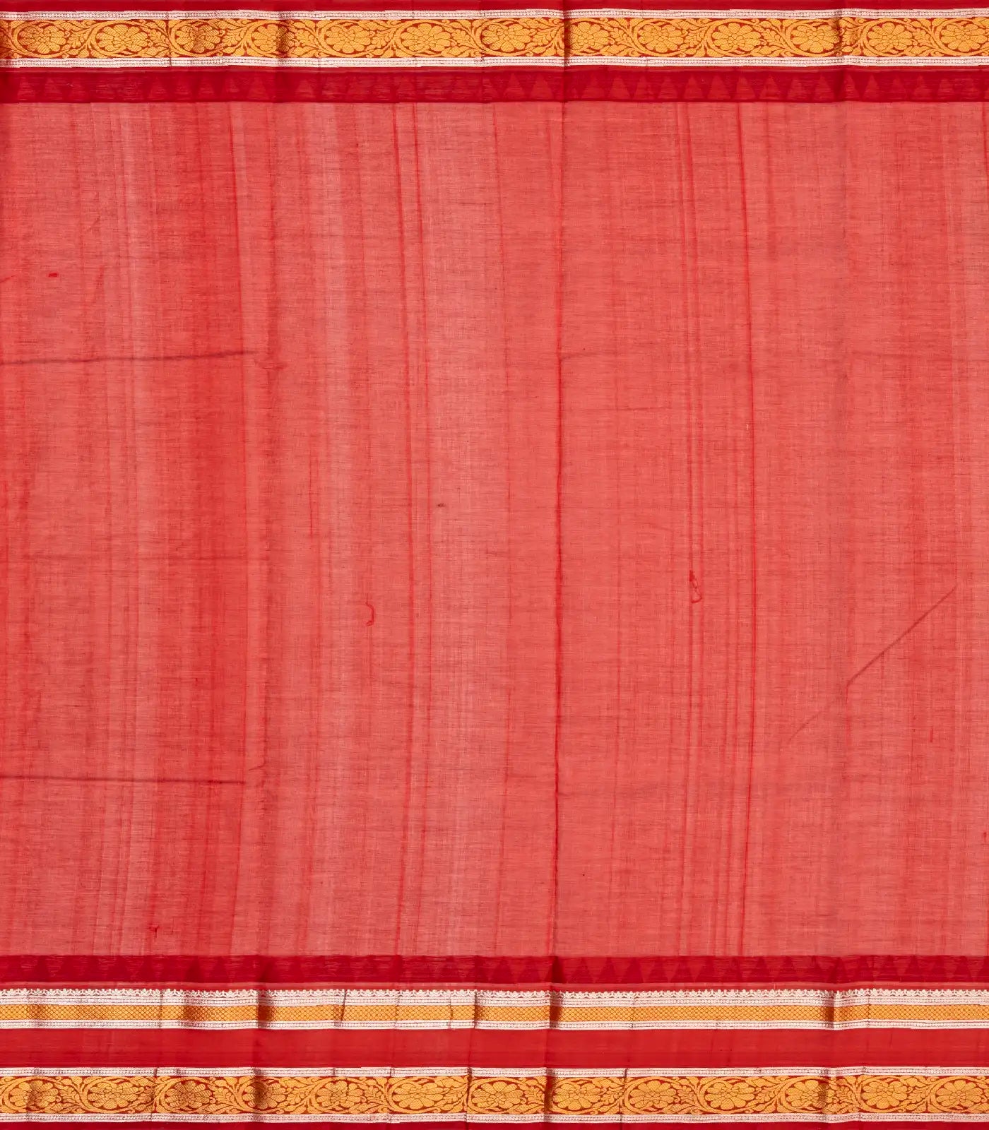 Rust Handloom Chirala Silk Cotton Saree With Chakaram Buttas