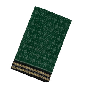 Dark Green Handloom Orissa Cotton Saree With Tie & Dye Floral Motifs