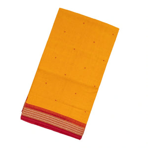 Yellow Handloom Orissa Cotton Saree With Black Tie & Dye Pallu