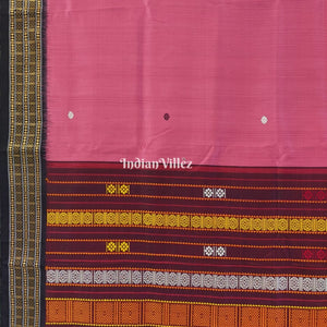 Rust Pink Flower Motif Siminoi Silk Saree