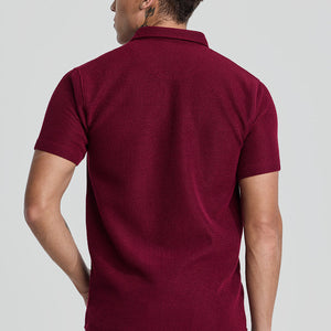 Maroon Textured Double Pocket Shirt