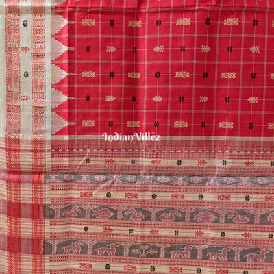 Red Hazar Buti Sambalpuri Bomkai Tussar Saree