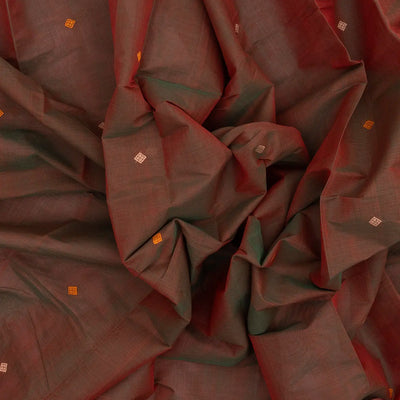 Brown Handloom Kanchi Cotton Saree With Diamond Motifs