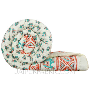 Colorful Floral Jaipuri Double Bed Quilt