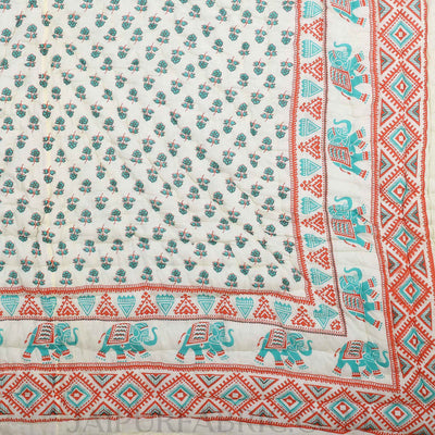Colorful Floral Jaipuri Double Bed Quilt