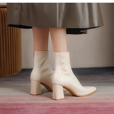 Noelia Short Leather Pointed Ankle Boots