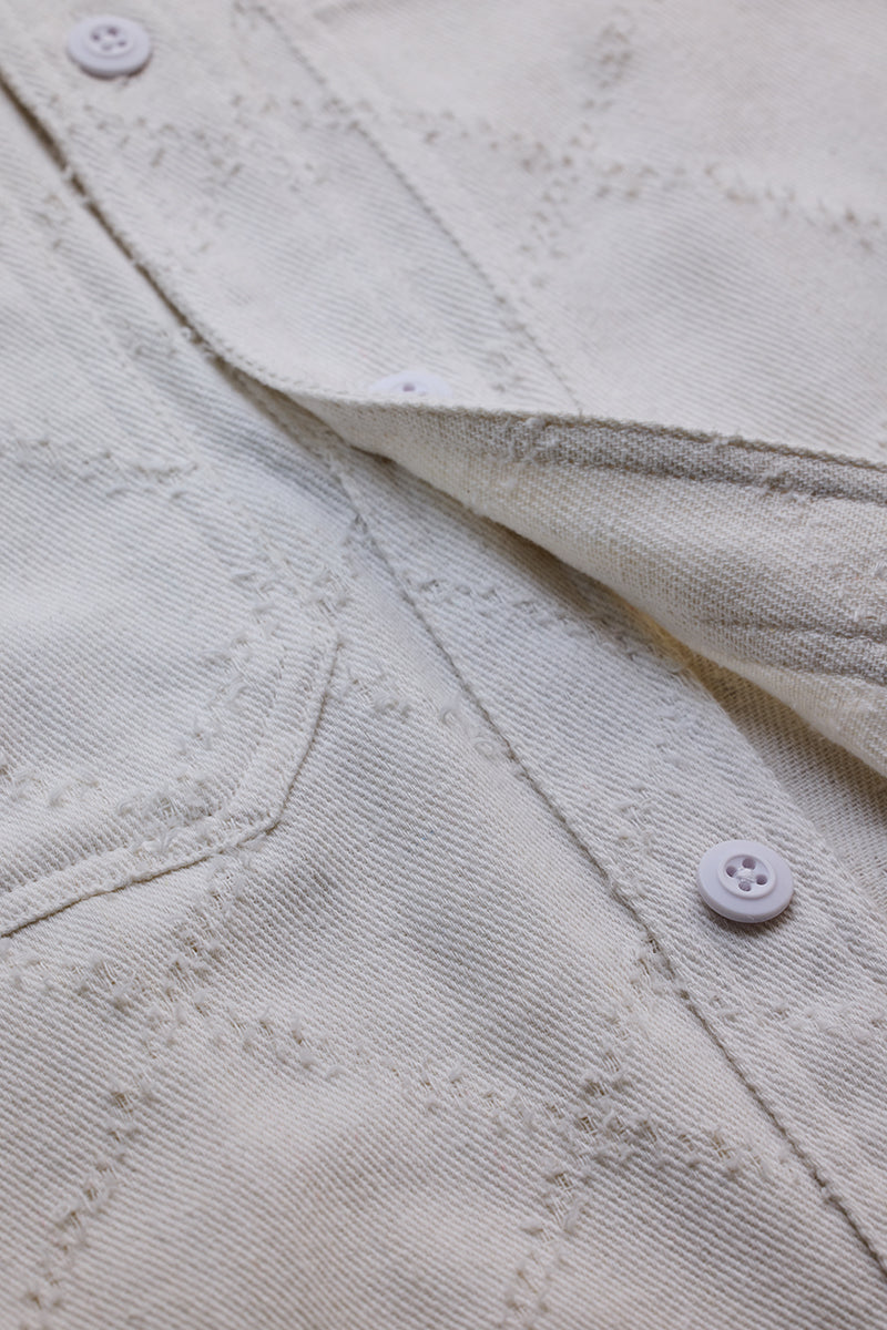 White Geometric Overshirt