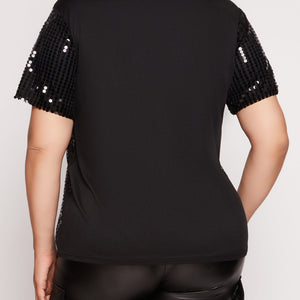 Plus Size Queen Sequin Graphic Tee