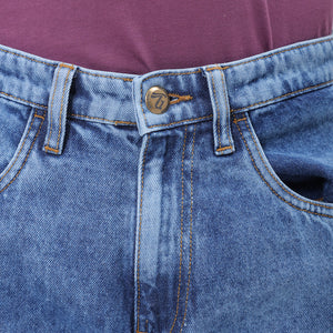 Men's Blue Vintage Straight Fit Solid Distressed Jeans
