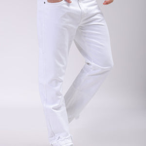 Men's White Vintage Straight Fit Solid Distressed Jeans