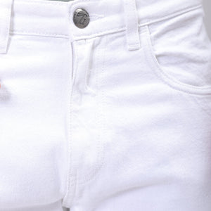 Men's White Vintage Straight Fit Solid Distressed Jeans