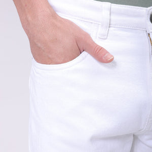 Men's White Vintage Straight Fit Solid Distressed Jeans