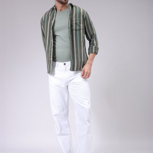 Men's White Vintage Straight Fit Solid Distressed Jeans