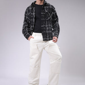 Men's White Relaxed Fit Solid Carpenter Jeans