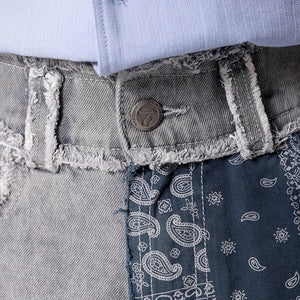 Men's Grey Relaxed Fit Colourblocked Jeans