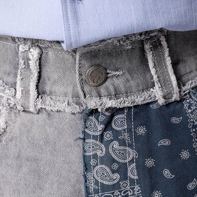 Men's Grey Relaxed Fit Colourblocked Jeans