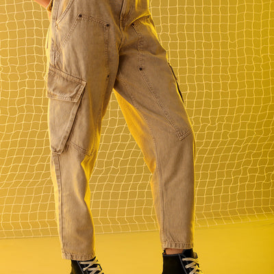 Women's Khaki Anti Fit Solid Jeans