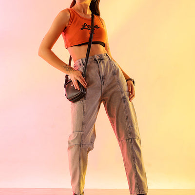 Women's Grey Solid Anti Fit Utility Jeans