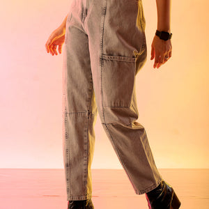 Women's Grey Solid Anti Fit Utility Jeans