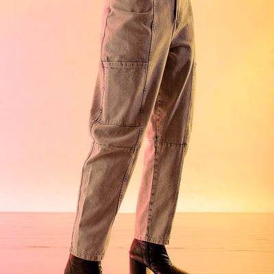 Women's Grey Solid Anti Fit Utility Jeans