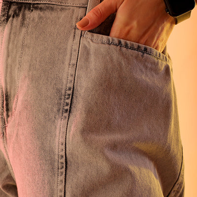 Women's Grey Solid Anti Fit Utility Jeans