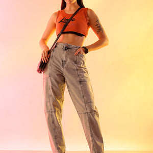 Women's Grey Solid Anti Fit Utility Jeans