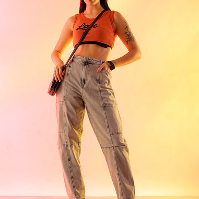 Women's Grey Solid Anti Fit Utility Jeans