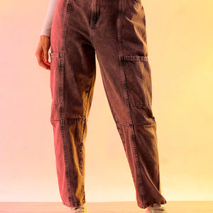 Women's Purple Solid Anti Fit Utility Jeans