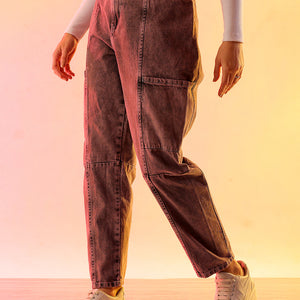 Women's Purple Solid Anti Fit Utility Jeans