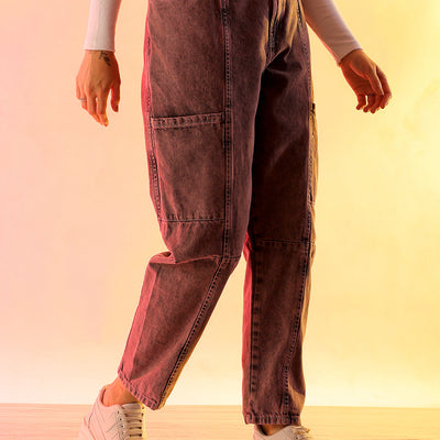 Women's Purple Solid Anti Fit Utility Jeans