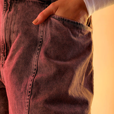 Women's Purple Solid Anti Fit Utility Jeans