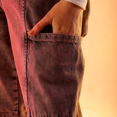 Women's Purple Solid Anti Fit Utility Jeans