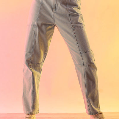 Women's Blue Solid Anti Fit Utility Jeans