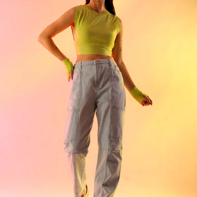 Women's Blue Solid Anti Fit Utility Jeans