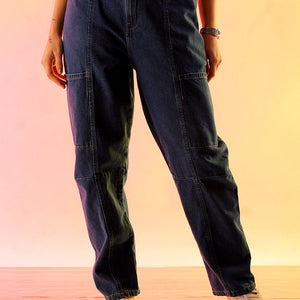 Women's Blue Solid Anti Fit Utility Jeans