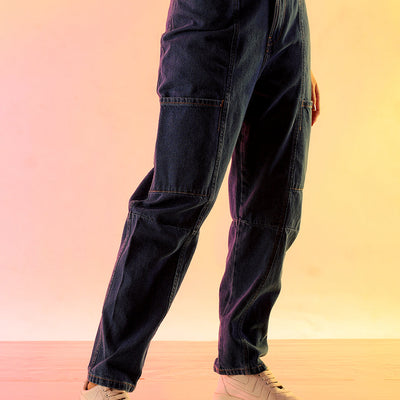 Women's Blue Solid Anti Fit Utility Jeans