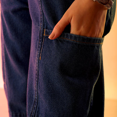 Women's Blue Solid Anti Fit Utility Jeans