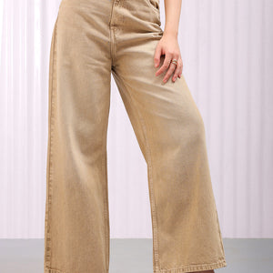 Women's Solid Bootcut High Rise Five Pocket Jeans