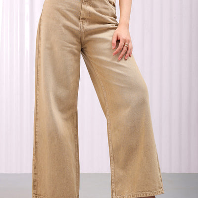 Women's Solid Bootcut High Rise Five Pocket Jeans