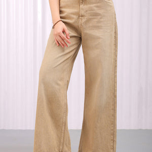 Women's Solid Bootcut High Rise Five Pocket Jeans